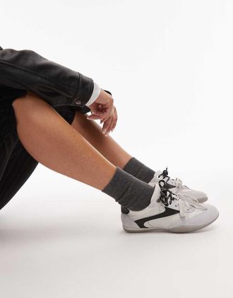 Bronx Park-err - Sneakers in pelle bianco vintage con lacci a contrasto