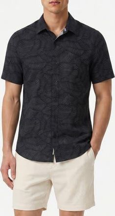 Onia Short Sleeve Linen Blend Button-Up Shirt in Black at Nordstrom Rack, Size Xx-Large