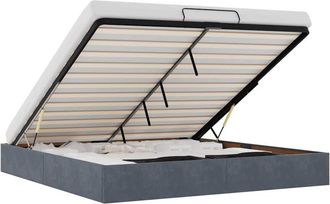 vidaXL Estructura De Cama Otomana Sin Colch&oacute;n Gris Oscuro 200x200 Cm Vidaxl