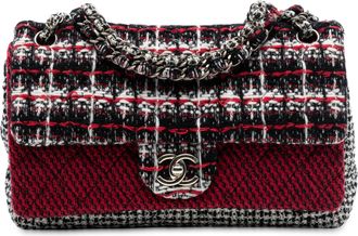 Chanel Pre-owned Womens Medium Cc Tweed Multi Print Double Flap - Black Textile - One Size