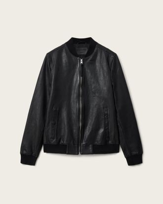 AllSaints Leather Morten Leather Bomber Jacket, Size: XXL
