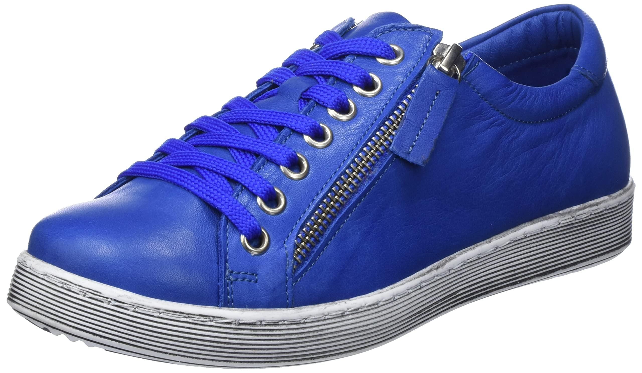 Andrea Conti Damen-Sneaker High Top, Blau, Aus Weichem Leder Mit Reißverschluss & Schnürung, Gr. 40