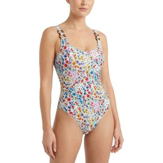 Change of Scenery Chloe Tank Ring Trim One-Piece Swimsuit in Wildflower Patch at Nordstrom, Size X-Large