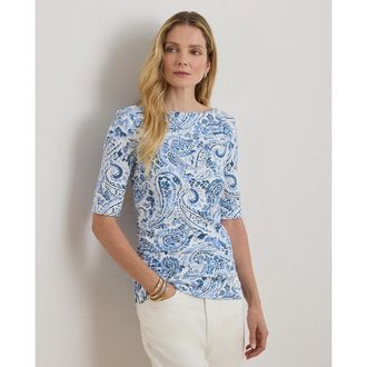Ralph Lauren T-shirt met korte mouwen en boothals, kasjmierprint, JUDY