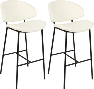 Beliani Beliani - Conjunto De 2 Sillas De Bar Modernas Asiento Tapizado En Tela Respaldo Curvo Sin Reposabrazos Patas Negras Beige Claro Kiana