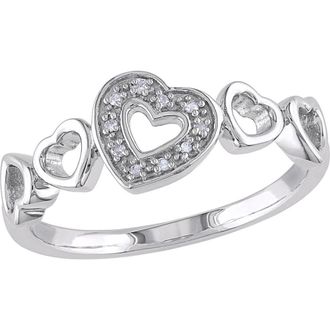Delmar Sterling Silver Diamond Multi-Heart Ring - 0.03 ctw at Nordstrom Rack, Size 11 Us