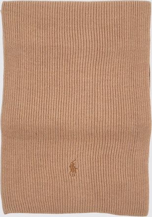 Polo Ralph Lauren Ribbed Pure Wool Scarf with Embroidered Pony Logo