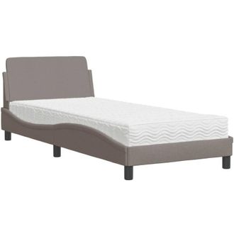 vidaXL Cama Con Colch&oacute;n Tela Gris Taupe 80x200 Cm Vidaxl