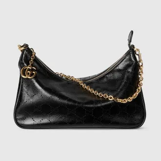 Gucci Lady Lunetta Chain Small Shoulder Bag, Black, Leather