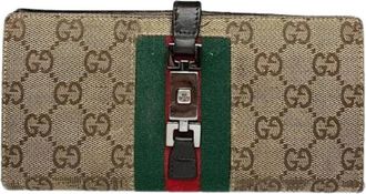 Gucci Pre-owned Katoenen Portemonnee - Dames - Vintage Accessoires - Beige - ONE Size - Katoen - Vintage