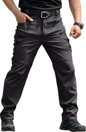 Generic Mens Multi-Pocket Water-Repellent Work Trousers Breathable Durable Tactical Pants with Adjustable Waist Stretch Fabric for Outdoor Hiking Camping Fish