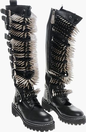 Philipp Plein Stivali Lace-up in Pelle con Borchie All-Over 4.5cm Philipp Plein