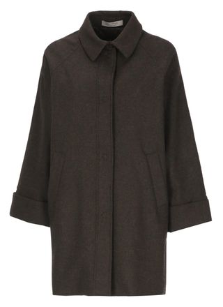D.exterior Brown Boxy Wool Coat