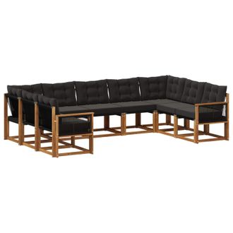vidaXL Set Di Divani Da Esterno 9 Pz Naturale E Nero Vidaxl