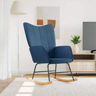 vidaXL Silla Mecedora De Tela Azul Vidaxl
