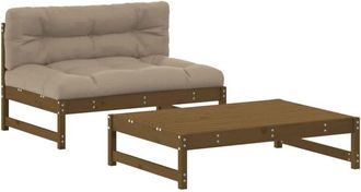 vidaXL Juego Muebles Jard&iacute;n 2 Pzas Y Cojines Madera Maciza Marr&oacute;n Miel Vidaxl