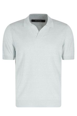 Tagliatore Mastic Keith Short Sleeve Ribbed Trim Linen-Blend Polo Shirt