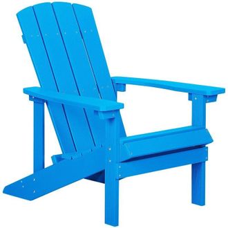 Beliani Beliani - Outdoor Lounger Chair Blue Plastic Wood for Patio Yard Adirondack