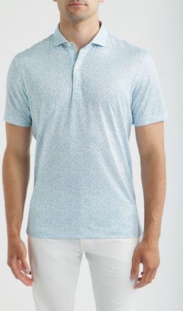 Johnnie-O Watercolors Floral Performance Jersey Polo in Carbon Fiber at Nordstrom, Size Xx-Large