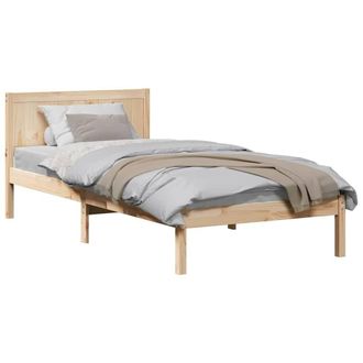 Berkfield Home Single Pine Wood Bed Frame Natural Solid Pine Wood Single Durable in Light Tan
