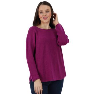 Generic Womens Knit Long Sleeve Jumper, Ladies Plain Italian Knitted Loose Fit Sweater Pullover Top - Magenta