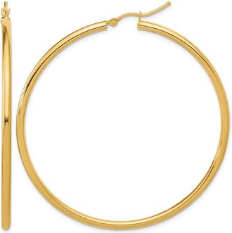 Diamond2Deal 14k Yellow Gold 2.5x60mm Round Hoop Earrings