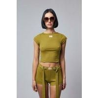 Jean Paul Gaultier Cotton Ribbed Cropped Baby Tee With gaultier Patch