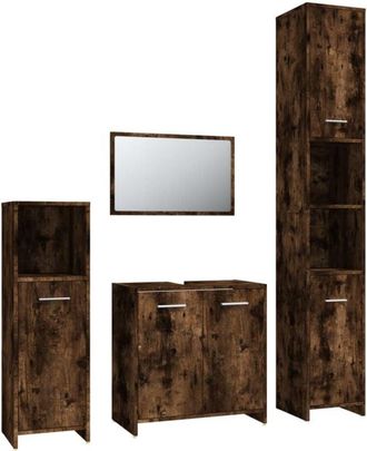 vidaXL Vidaxl - Set de muebles baño 4 pzas madera contrachapada roble ahumado