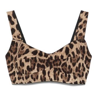 Dolce & Gabbana Top corto in misto seta - - Tops - Donna - Marrone - L