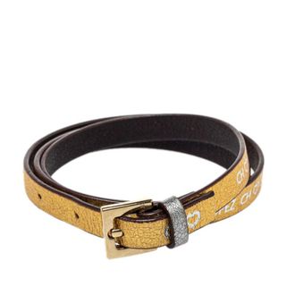 Carolina Herrera Gold Printed Leather Triple Wrap Bracelet