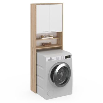 IDMarket Scaffalatura Wallis Bianca E Faggio Per Lavatrici E Wc