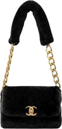 Chanel Pre-owned Fabric Shoulder Bag - Dames - Vintage Schoudertas - Zwart - ONE Size - Leer - Vintage