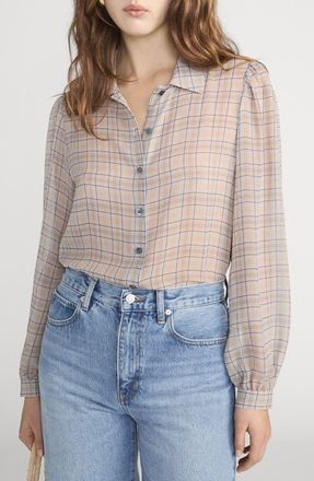 Frame Denim The Plaid Staple Silk Shirt in Walnut Multi at Nordstrom, Size X-Small