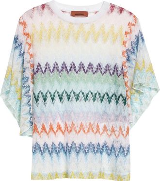 Missoni Metallic Zigzag Raschel Knit Top in Multicolor On White Base at Nordstrom, Size 6 Us