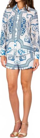 Lavender Brown Womens Della Shorts In Blue And White Short