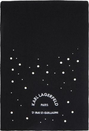 Karl Lagerfeld K/Rsg Pearls Knit Sjaal - Dames - Wintersjaals - Zwart - ONE Size - Wol - Accessoires