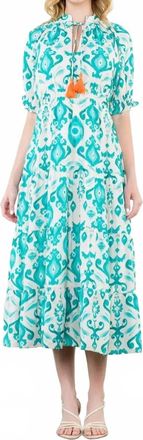 THML Clothing Quinn Maxi Dress In Aqua And White
