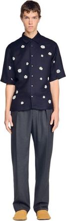 Sandro Loose-fit floral shirt in Midnight Blue at Nordstrom, Size Xx-Large