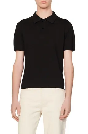 Sandro Short-sleeve knitted polo shirt in Black at Nordstrom, Size Xx-Large
