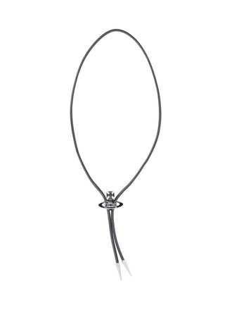 Vivienne Westwood Silvered Brass Leather Orb Bolo Tie