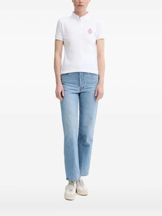 The Kooples embroidered-logo polo top - women - Cotton - 40 - White