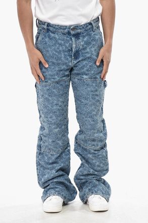 Off-white SEASONAL Jeans Regular Fit FLOWERS in Denim Ricamato 29cm Off-White