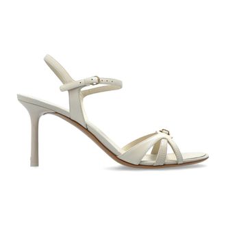 Ferragamo Schoenen, Dames, Beige, 39 1/2 EU, Leer, Heeled Sandalen Dasy
