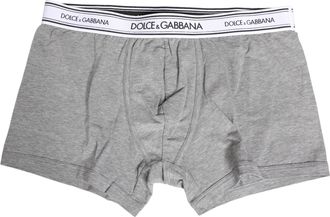 Dolce & Gabbana Gray Logo Waistband Cotton Men Boxer Underwear Elastane Clothing