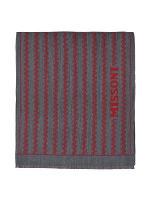 Missoni Grey Red Wool Scarf