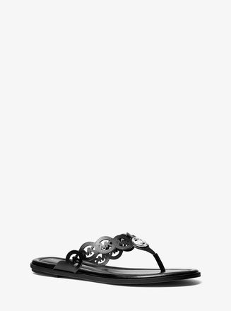 Michael Kors Janie Perforated Logo Leather Sandal