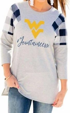 Gameday Couture West Virginia University Get In Check Tunic In Grey/navy