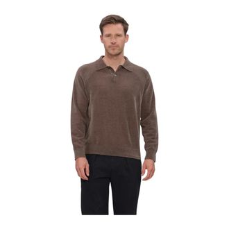 Profuomo Tops, Heren, Bruin, S, Heren Truien & Vesten Polo Ls Chenille