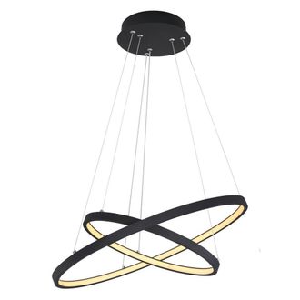 Netlighting Ralph Twin Ring Pendant Ceiling Light Matt Black 2x LED Dimmable 3000K