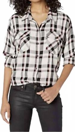 Sanctuary Plaid Button Down Shirt In Black/white